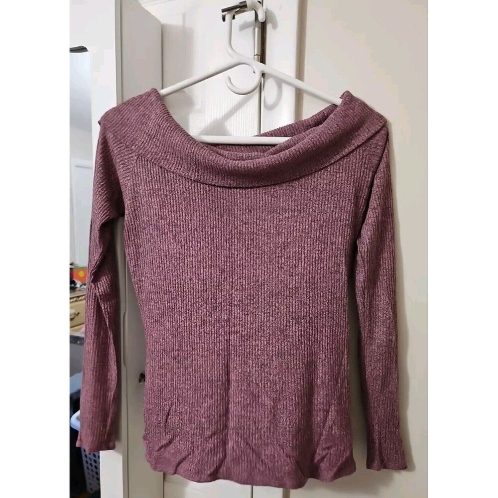 Express One Eleven Purple Pink Soft Off The Shoulder Lightweight Sweater Large